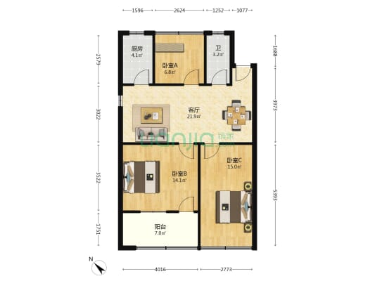 肇嘉坪巷 3室1厅1卫 84平方