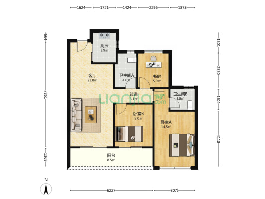 萧澜隐翠轩 3室1厅2卫 99平方