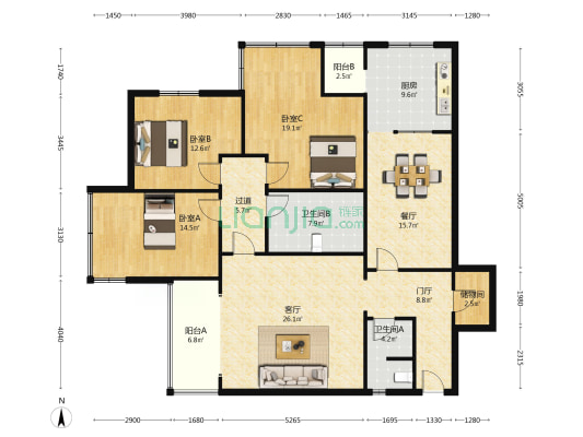 西青路20号 3室2厅2卫 123平方