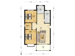 市区南北双通透两居室，一层带院子，自住精装-涿州豪门庄园户型图