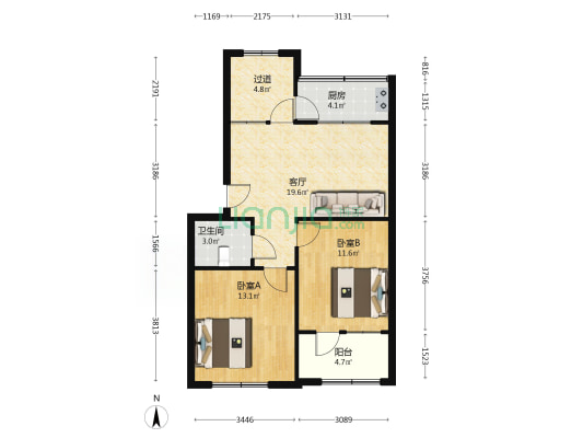 清源北胡同 2室1厅1卫 78平方