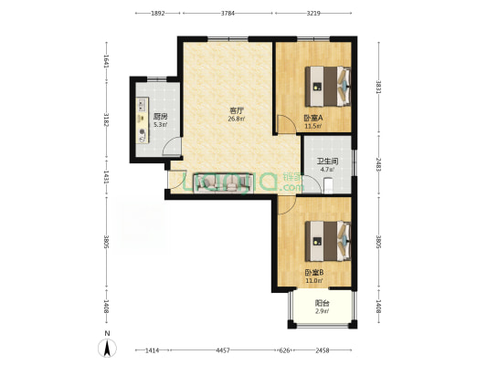 联合小区七号院，小区环境好，车位充足，停车方便-户型图