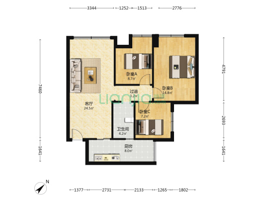 润扬19 3室1厅1卫 86平方