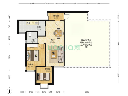 静江花园1区 2室1厅1卫 65平方
