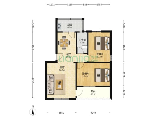 口岸服务公司生活区 2室2厅1卫 69平方