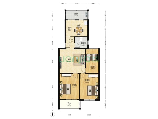 太平洋小区 3室2厅1卫 99平方
