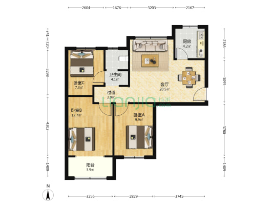 金夏学府 3室1厅1卫 97平方