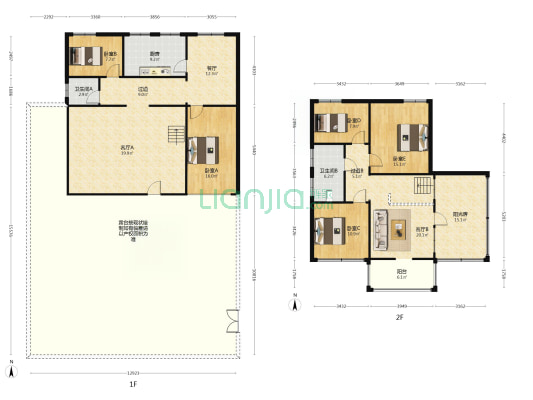 独栋别墅，边户，纯南大院子，方正，视野开阔。-户型图