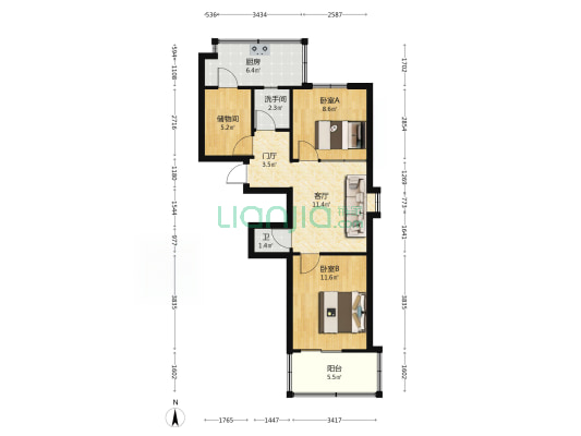 交通巷9号院 2室1厅2卫 62平方