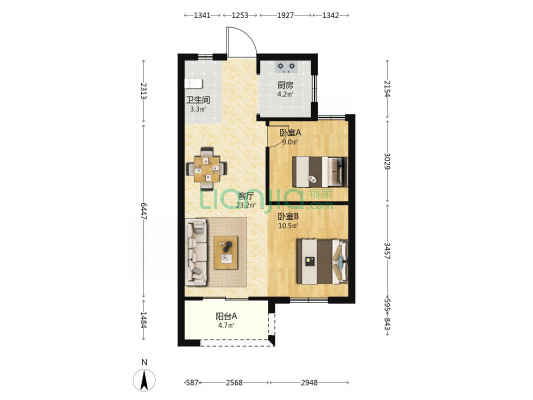 榕发望熙雅筑B区 2室1厅1卫 75平方