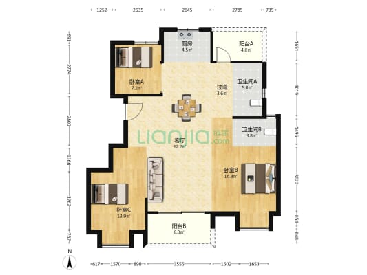 锦珀湾花苑 3室1厅2卫 116平方