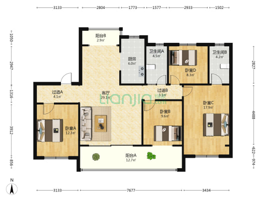 许昌碧桂园翘楚棠 4室1厅2卫 137平方
