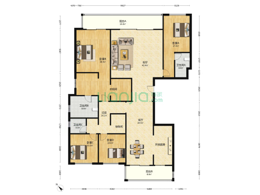 西派少城 4室2厅3卫 262平方