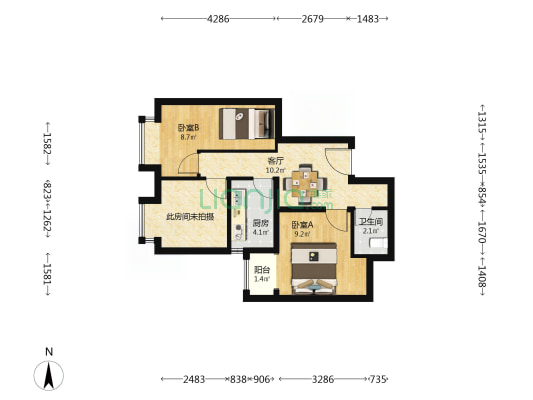 迎晖南苑 2室1厅1卫 62平方