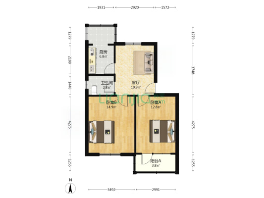 南卫里 2室1厅1卫 67平方