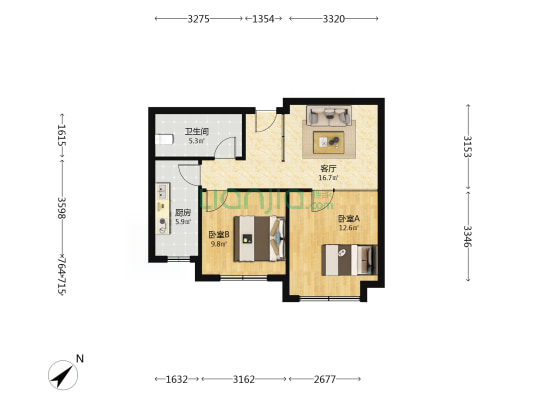 天怡景园B区综合楼 2室1厅1卫 78平方