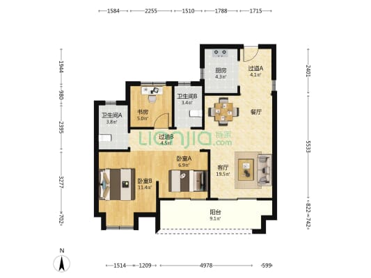 金溪云邸 3室1厅2卫 96平方