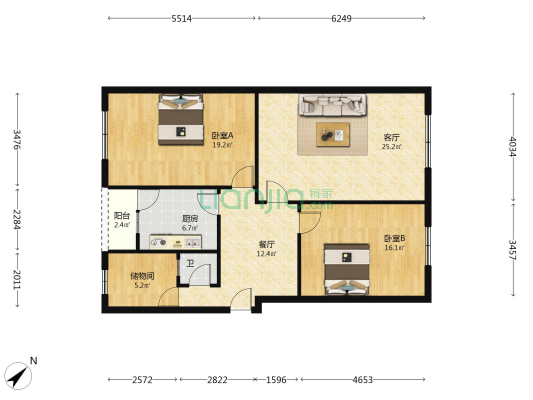 白河路一段33号 2室2厅1卫 106平方