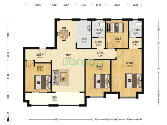 三箭骏福苑 4室1厅2卫 160平方