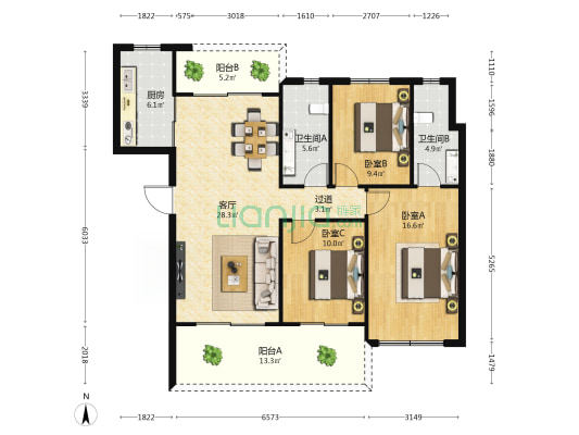 碧桂园中央半岛海辰府 3室1厅2卫 116平方