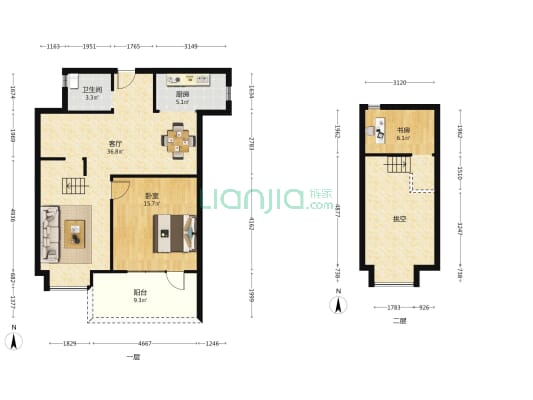 京盛和府 2室1厅1卫 105平方