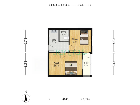 百鸟社区 2室0厅1卫 44平方