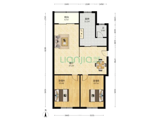 新族公寓 2室1厅1卫 102平方