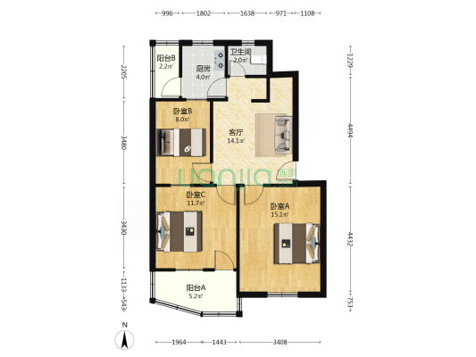 附小家属楼 3室1厅1卫 73平方