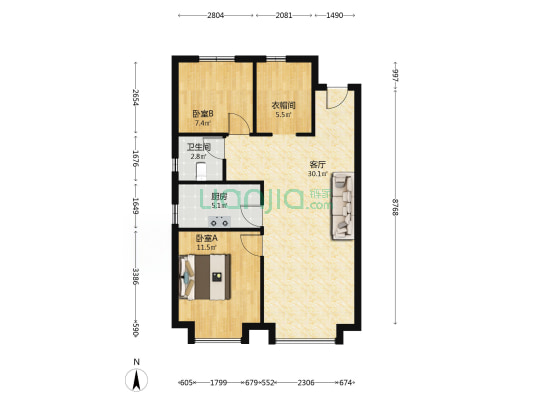 津南悦府 2室1厅1卫 88平方