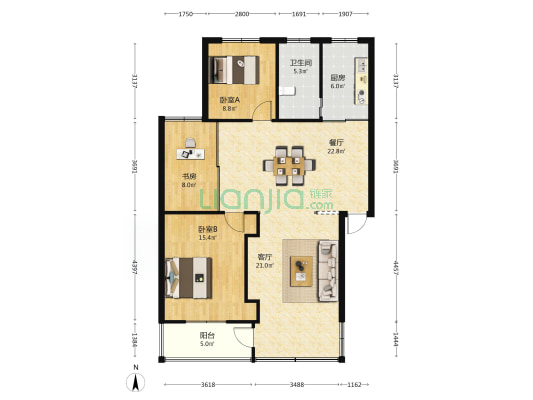 时代欣居 3室2厅1卫 113平方