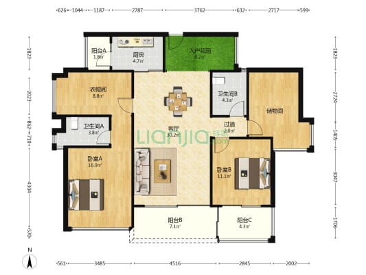 可逸隽轩 2室1厅2卫 148平方