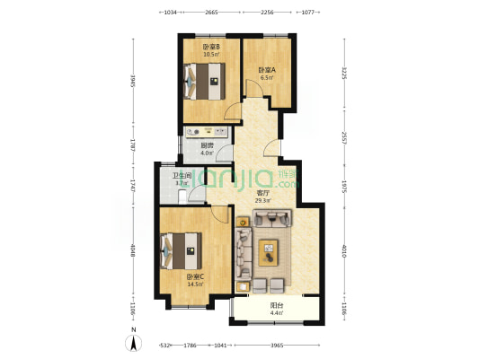 香邑澜庭一梯两户电梯洋房总高六层-户型图