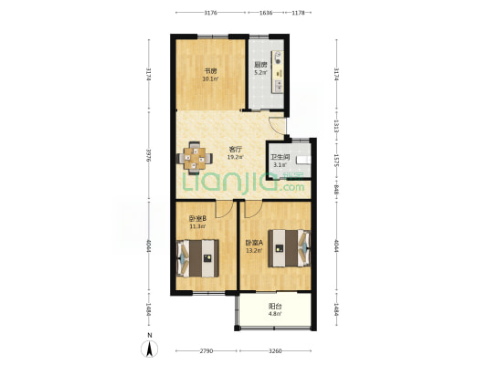 龙景花园 3室1厅1卫 81平方