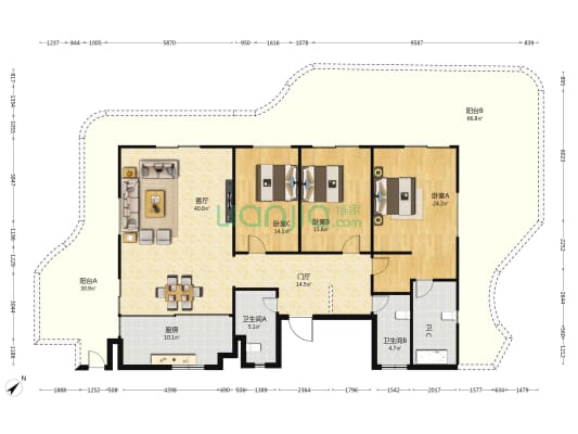 佳元·江畔锦御 3室1厅3卫 232平方