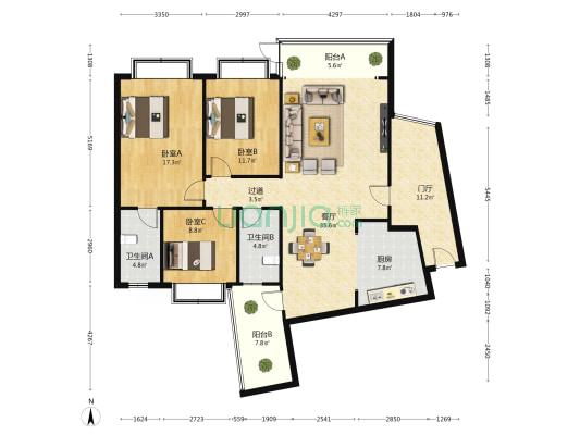 華錦苑 3室1厅2卫 127平方