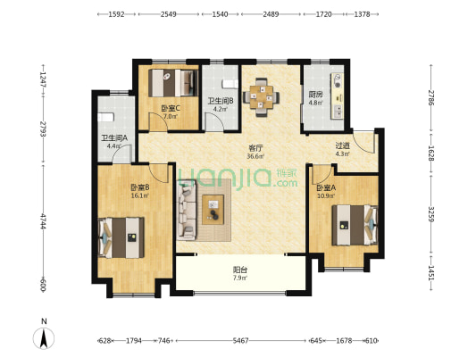 中冶德贤御府 3室1厅2卫 134平方