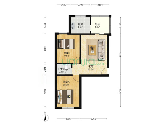 静海铁路住宅楼 2室1厅1卫 58平方