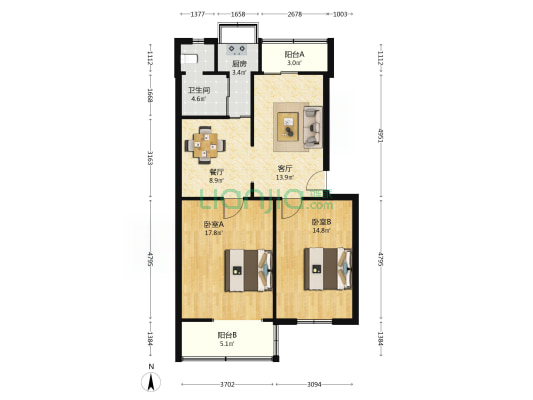化工小区 2室2厅1卫 83平方