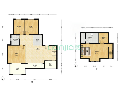 自住精装修 带阁楼 中高楼层 全天采光-户型图