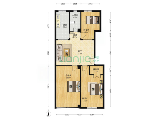 霍邱路37号 3室1厅1卫 108平方