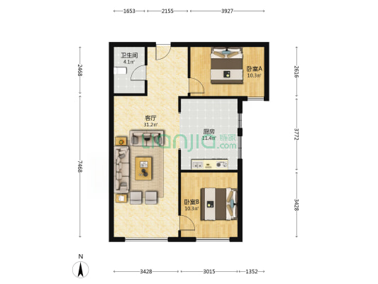 满两年 带装修 诚意卖 有车位 看房随时-户型图