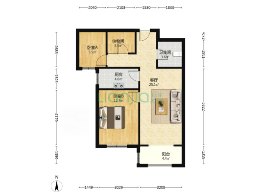 精装修拎包入住  中间楼层无遮挡 视野开阔采光充足-户型图