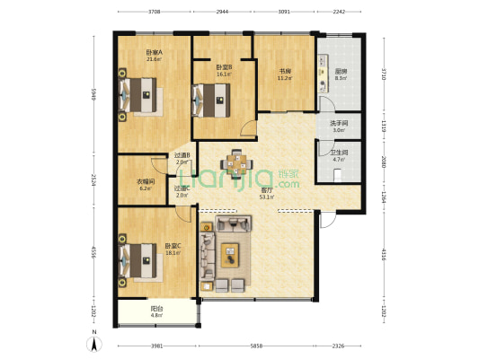 小东街31号 4室1厅2卫 169平方