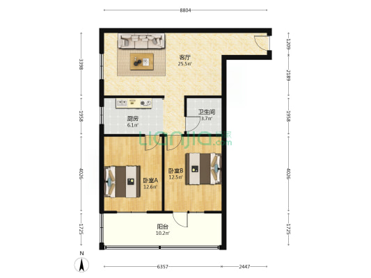 安仁东街23号 2室1厅1卫 86平方