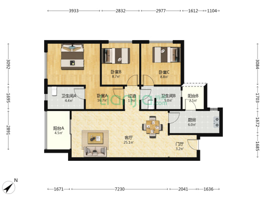 交投电建洺悦峯 3室1厅2卫 113平方