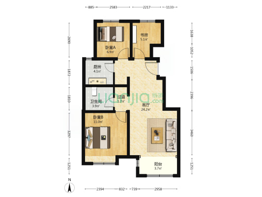 金樾和著 3室1厅1卫 88平方
