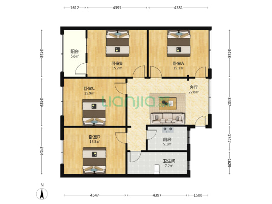 公路管理局大厦 4室1厅1卫 125平方