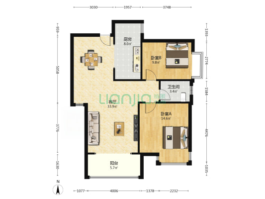 京江广场 2室1厅1卫 99平方