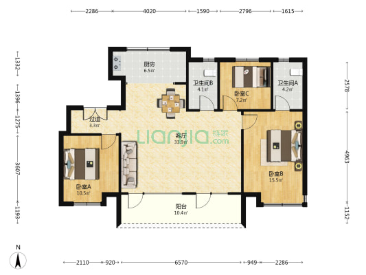 天一仁和珑樾一品 3室1厅2卫 122平方