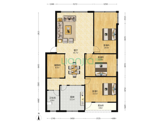 广都上街186号 3室1厅1卫 104平方